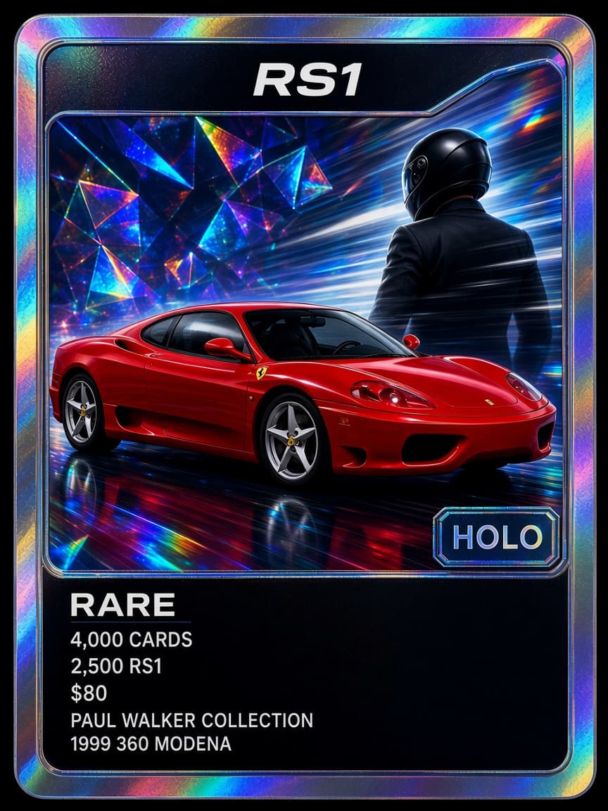 RS1 Rare blue holo collector card